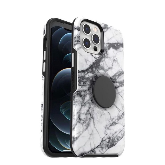 OtterBox Otter + POP Svmmetrv Series Case for iPhone 12 Pro Max - White Marble - Picture 3 of 5